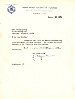 J. Edgar Hoover signed Letter - Autograph - SOLD